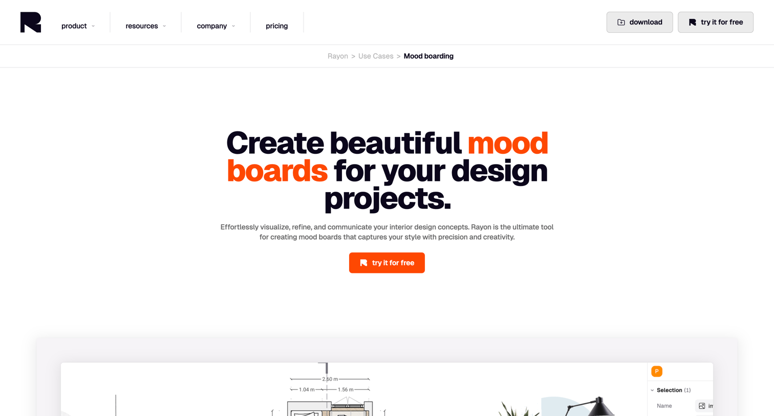 Rayon - Create Beautiful Mood Boards for Interior Design Projects | Rayon screen