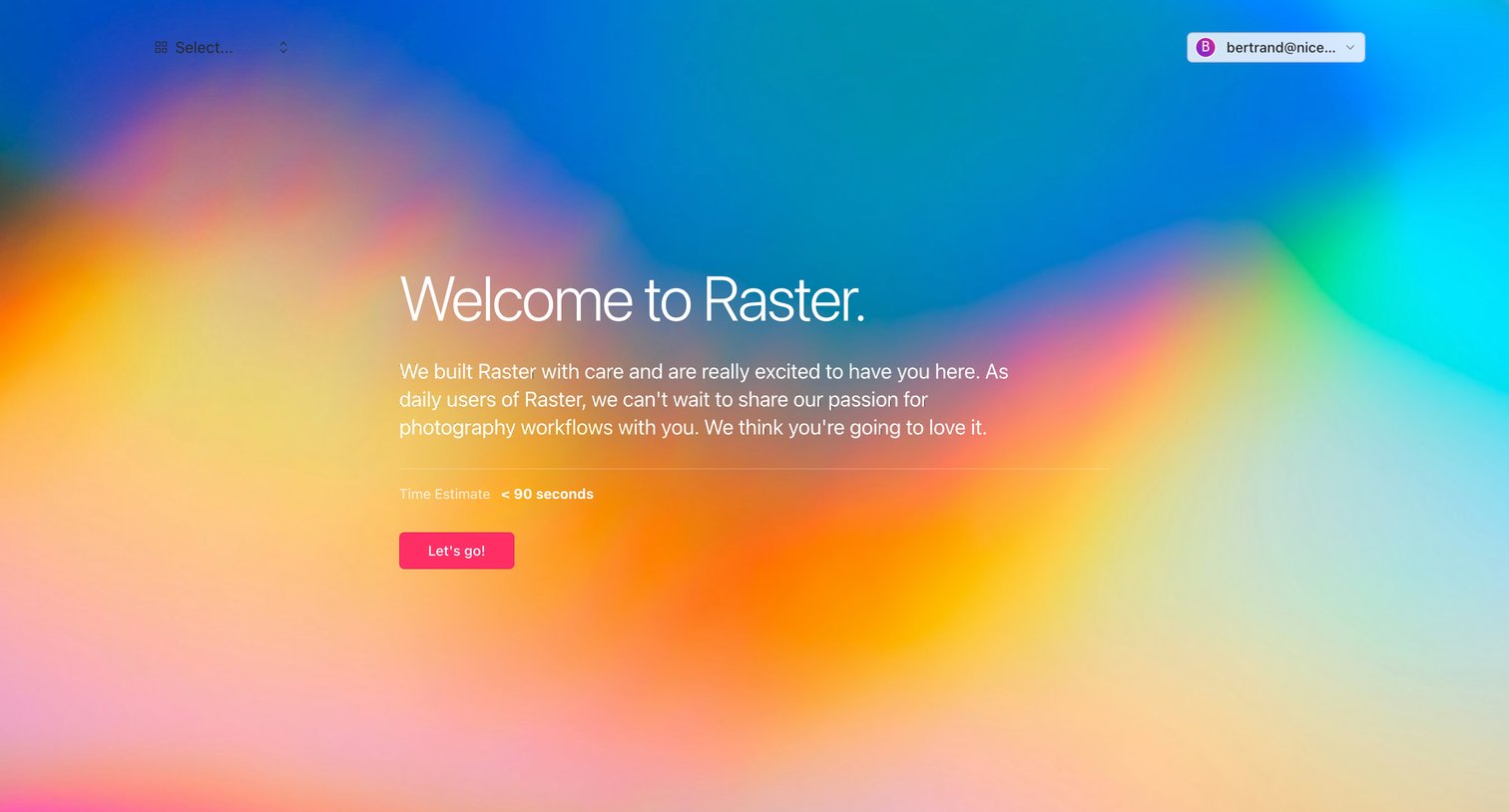 Raster - Choose your theme screen