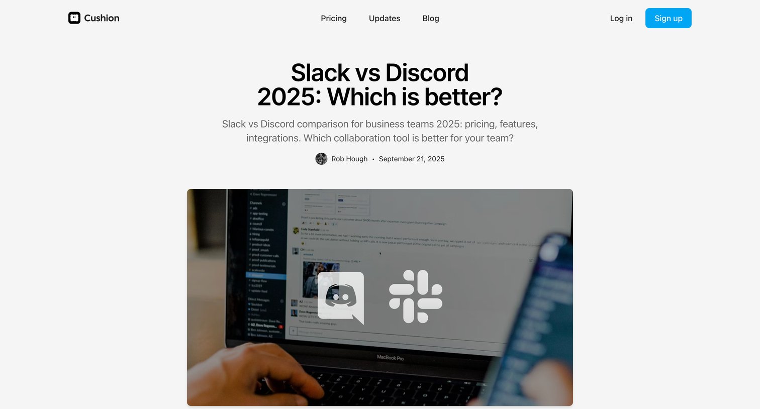 Cushion - Slack vs Discord 2025 Which is better  Cushion Blog screen