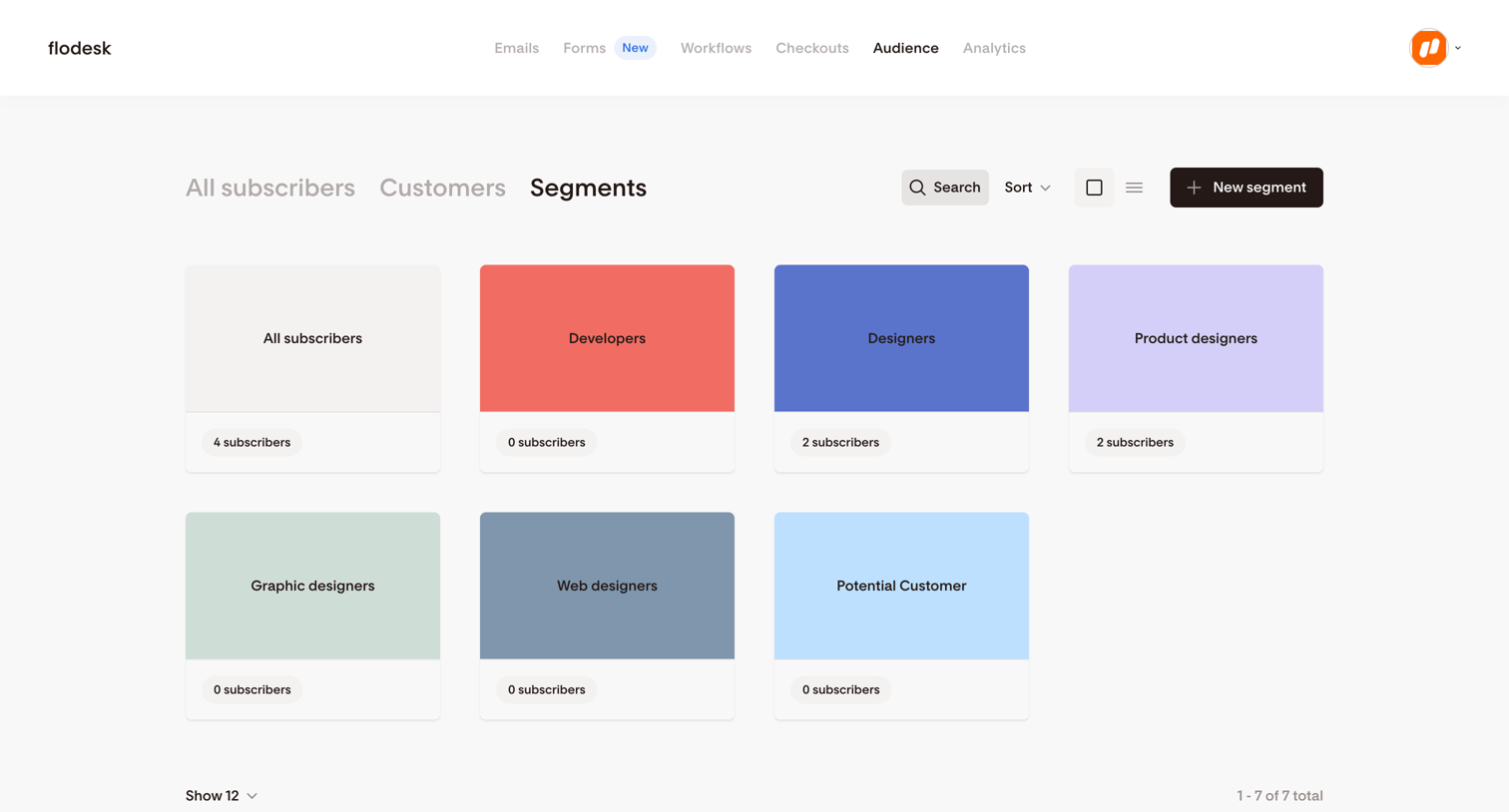 Flodesk - Segments | Flodesk screen