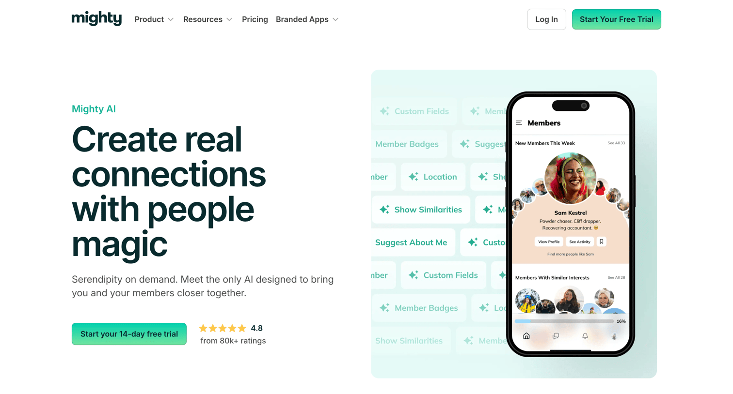 Mighty - AI Features  Mighty Networks screen