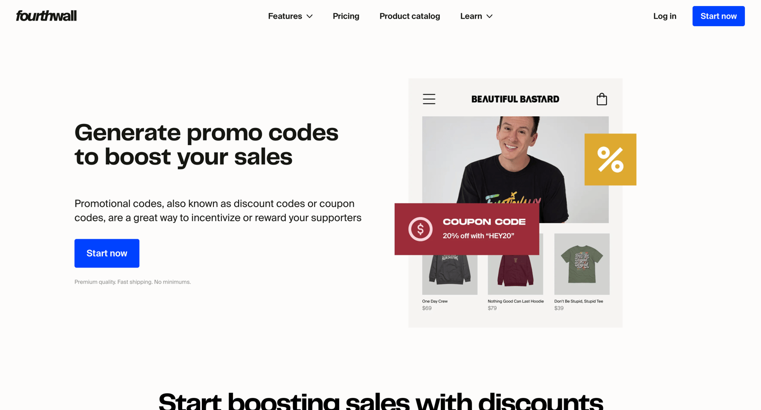 Fourthwall - Promo Codes screen
