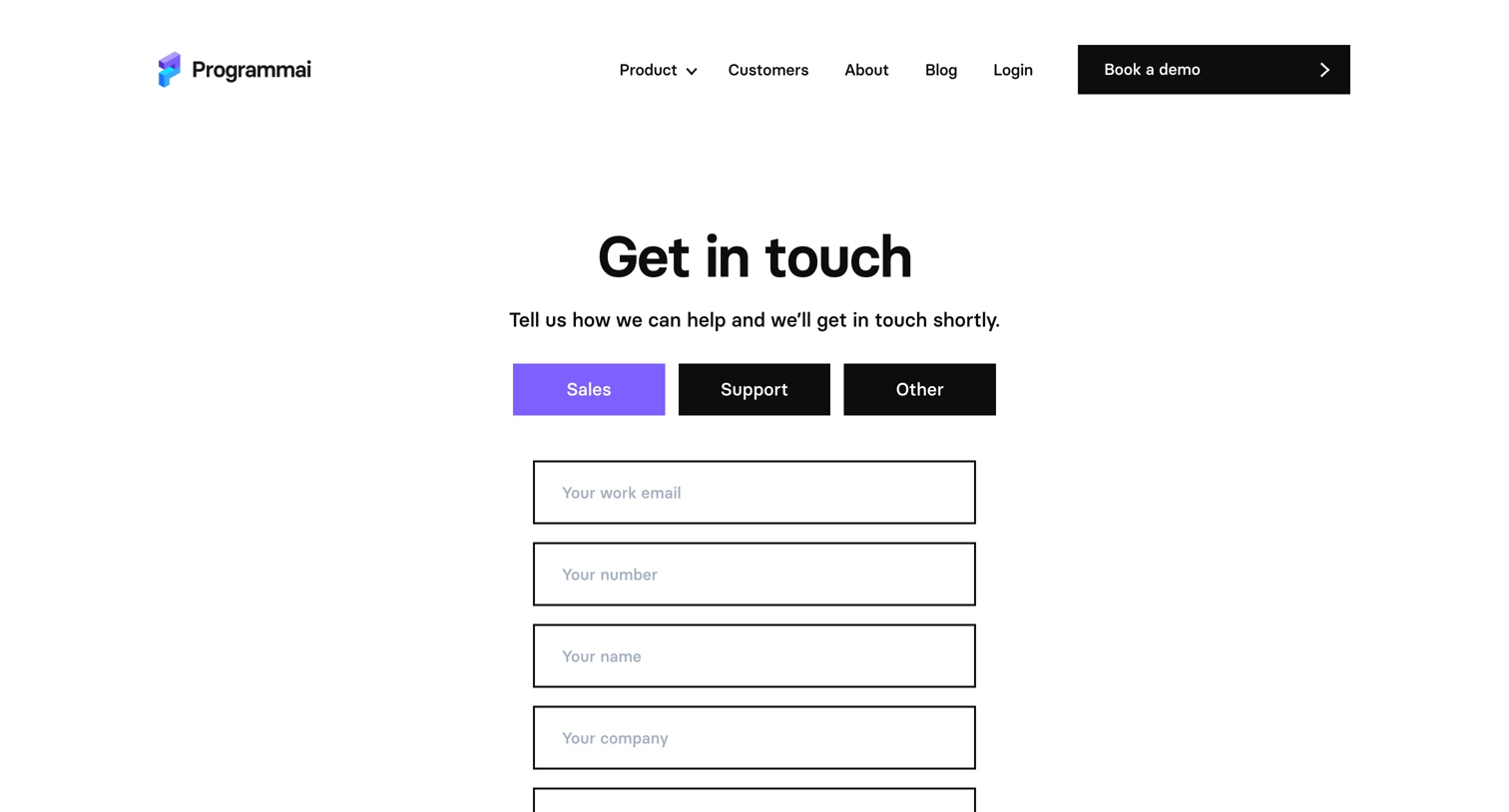 Programmai - Contact — Programmai screen