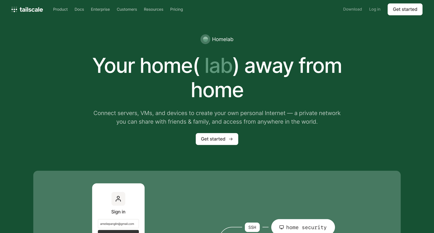 Tailscale - Homelab · Tailscale screen