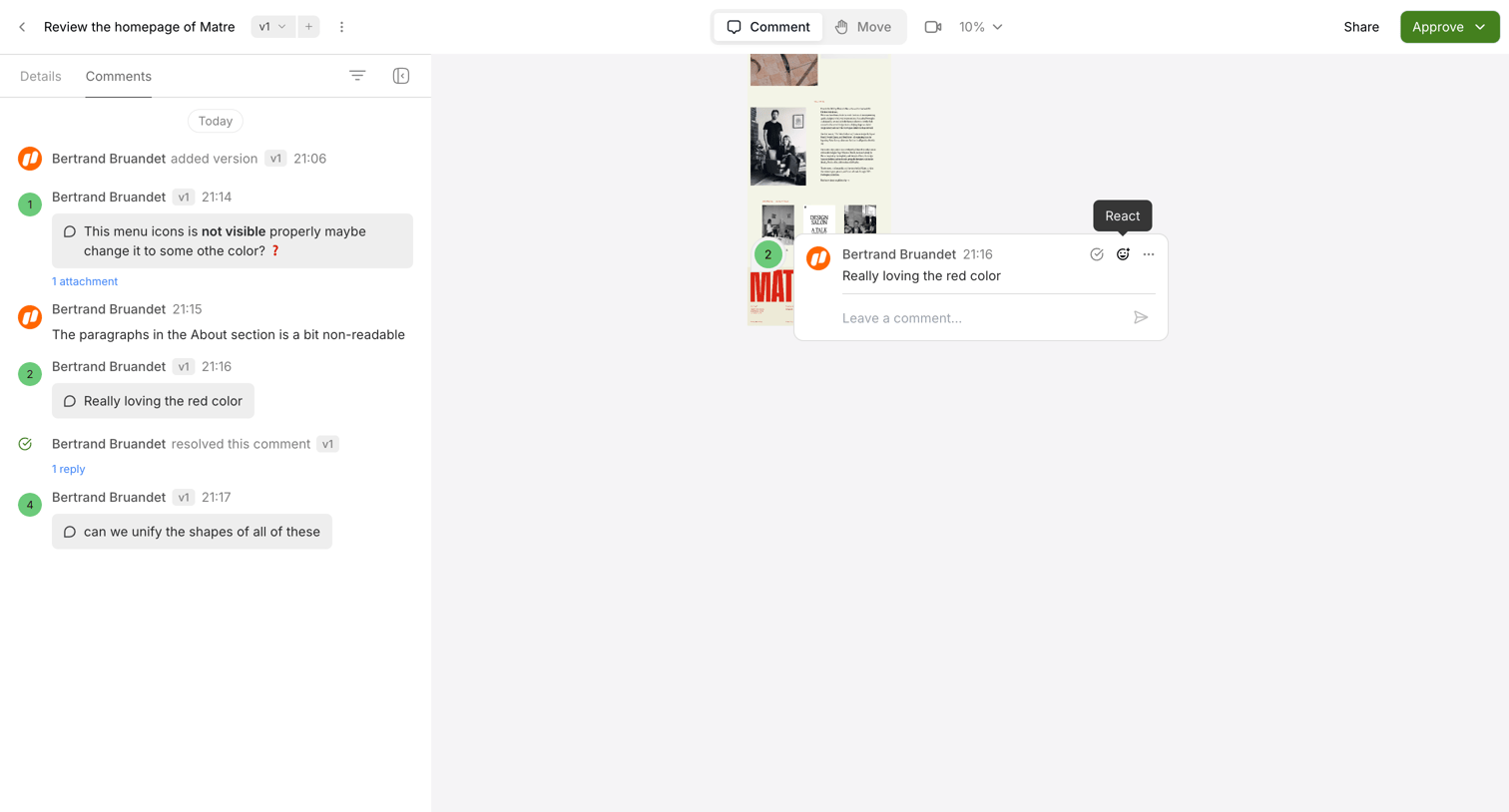 Workflow screen