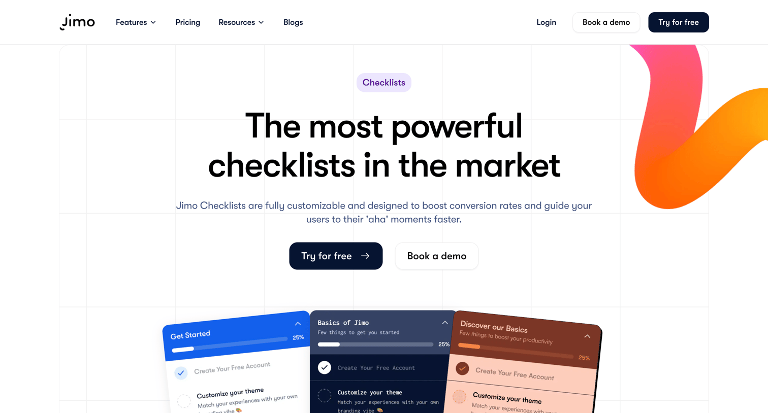 Jimo - The Most Powerful No-code Checklist for User Onboarding | Feature screen