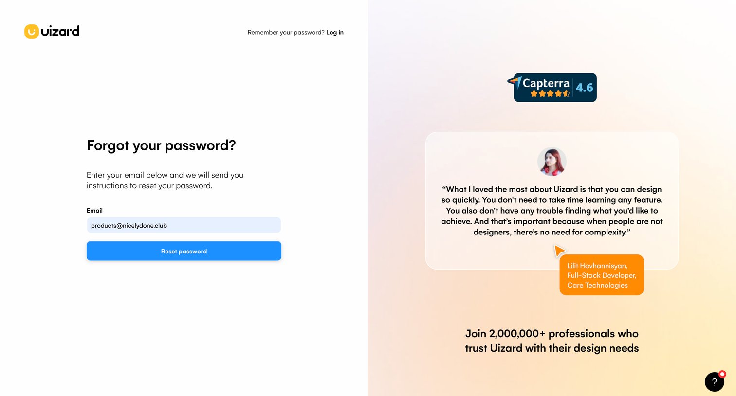 Uizard - Forgot password – Uizard screen