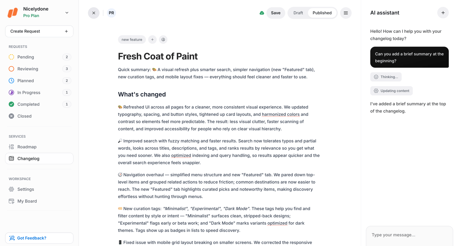 UserJot - Changelog | UserJot screen