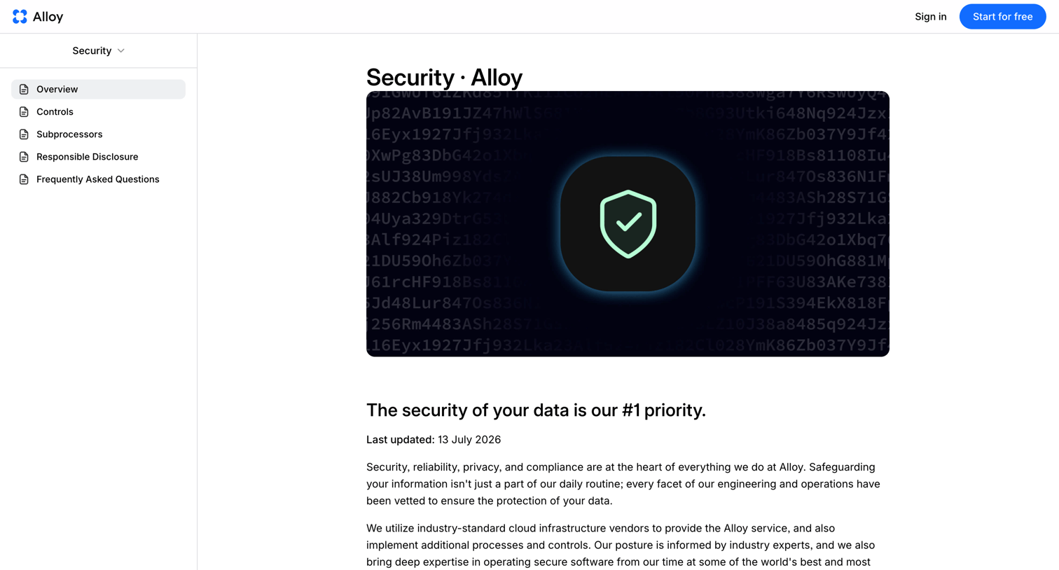 Alloy - Security · Alloy screen