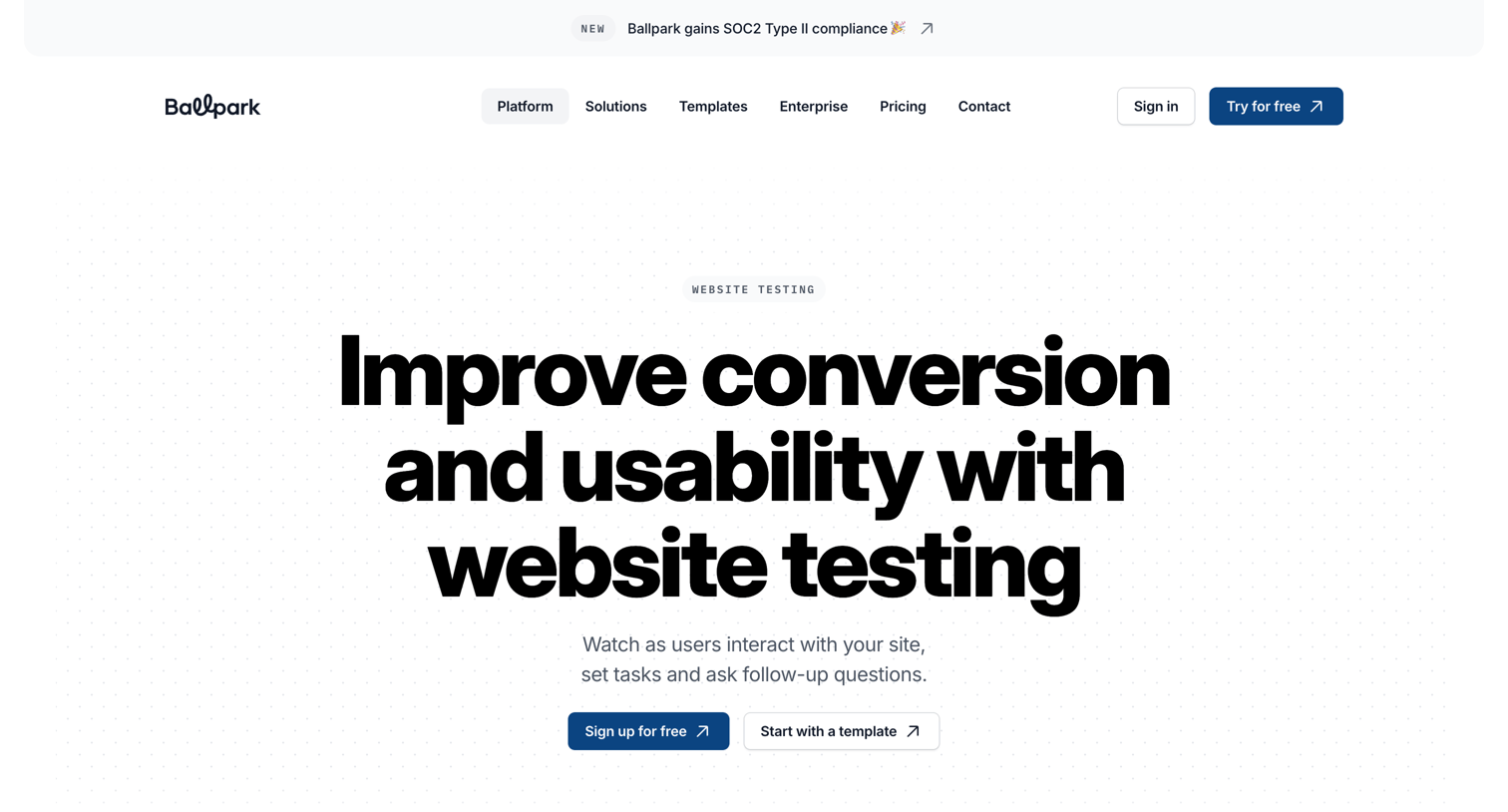 Ballpark - Test any website. No installs required. — Ballpark screen