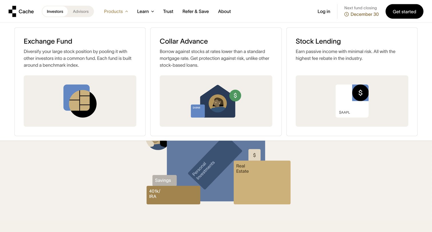 Cache - Cache A Modern Brokerage for Your Large Stock Positions screen