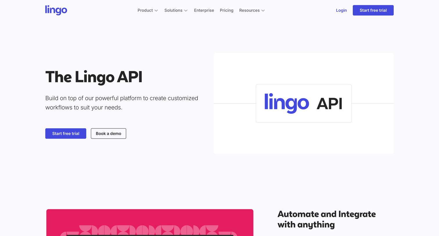 Lingo - Lingo Workflow API screen