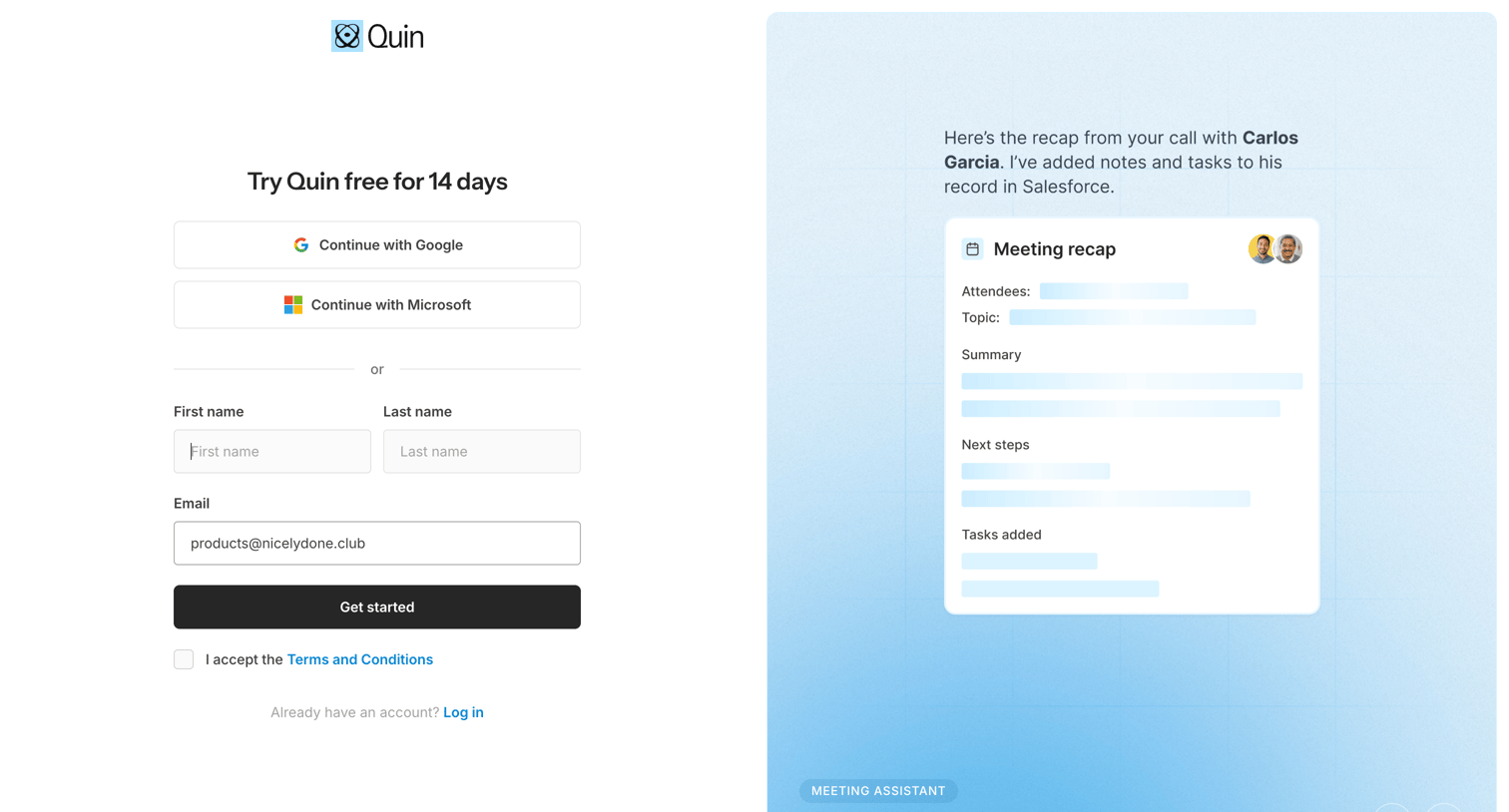Quin - Try Quin free — Transform your notes into action | Quin screen