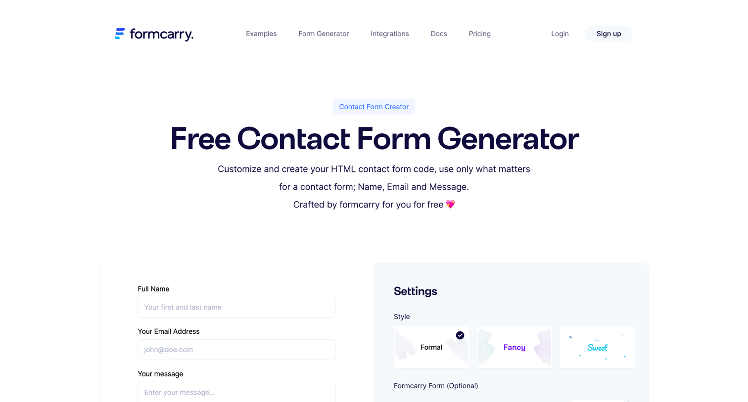 Formcarry - Contact Form Generator | Free  Responsive  Formcarry screen