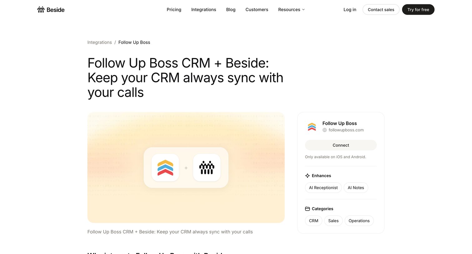 Beside - Follow Up Boss + Beside screen