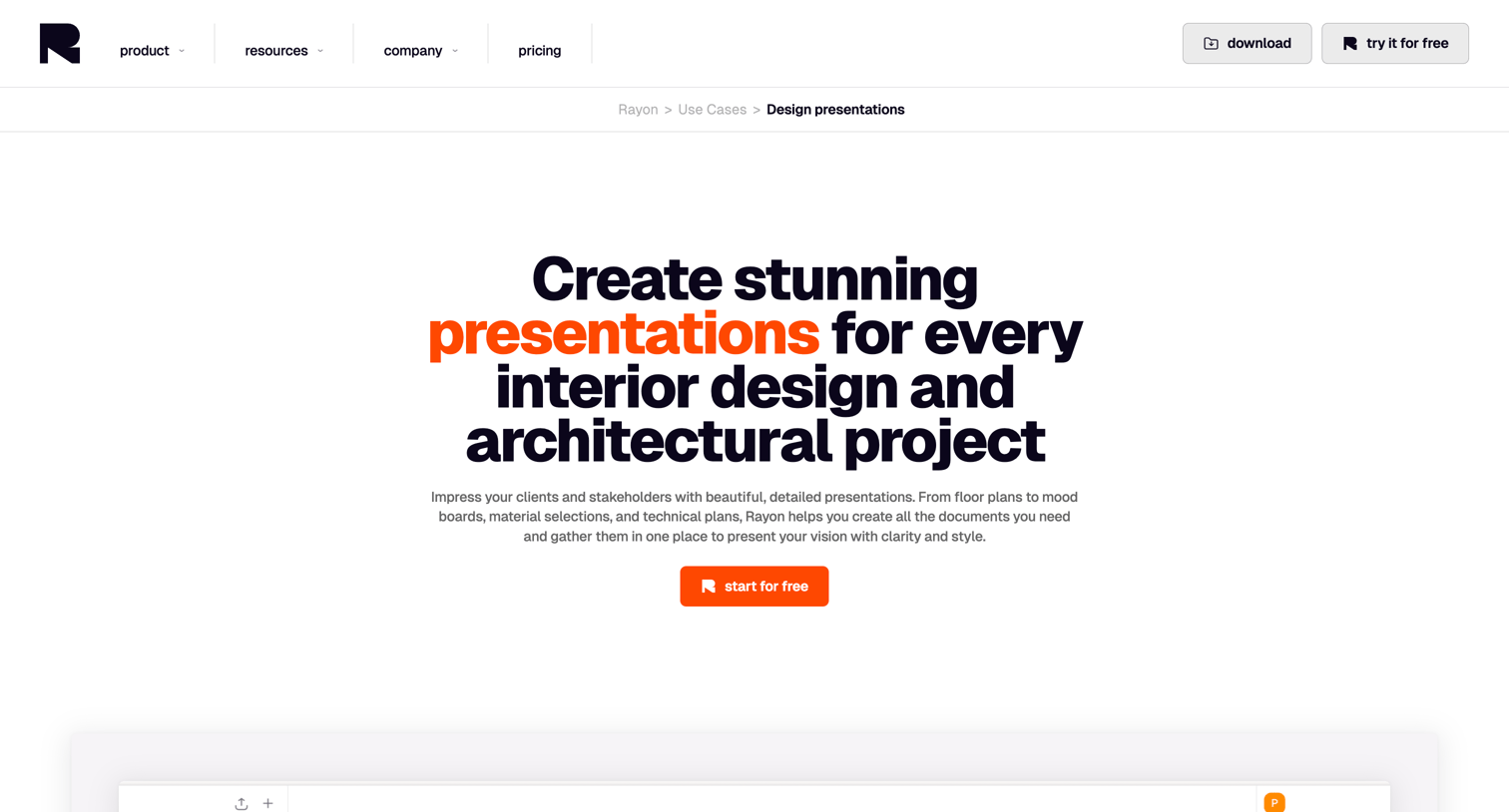 Rayon - Create Professional Interior Design Presentations | Rayon Rayon screen