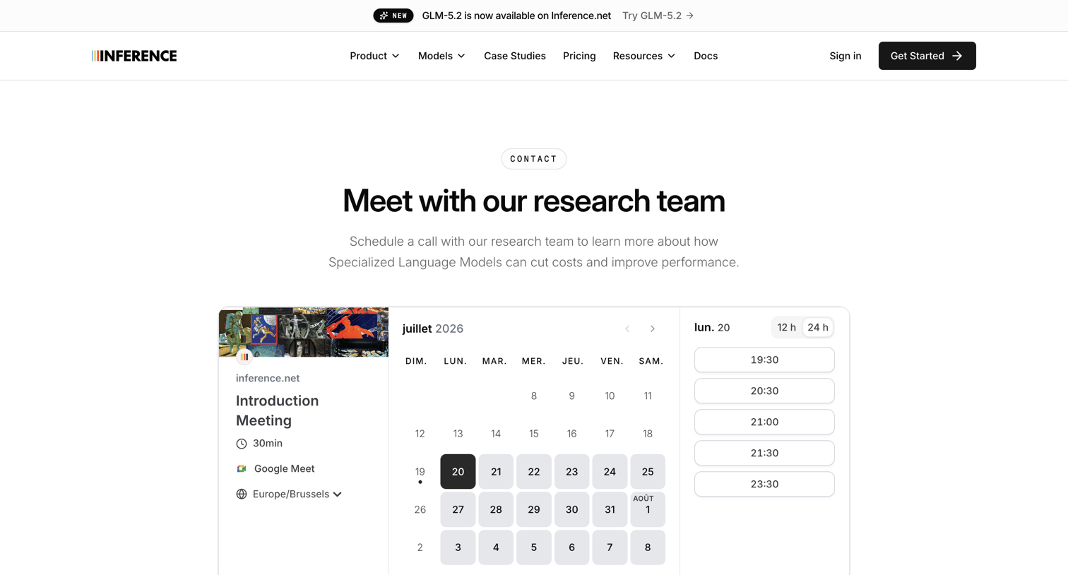 Inference - Meet With Us | Inference.net screen