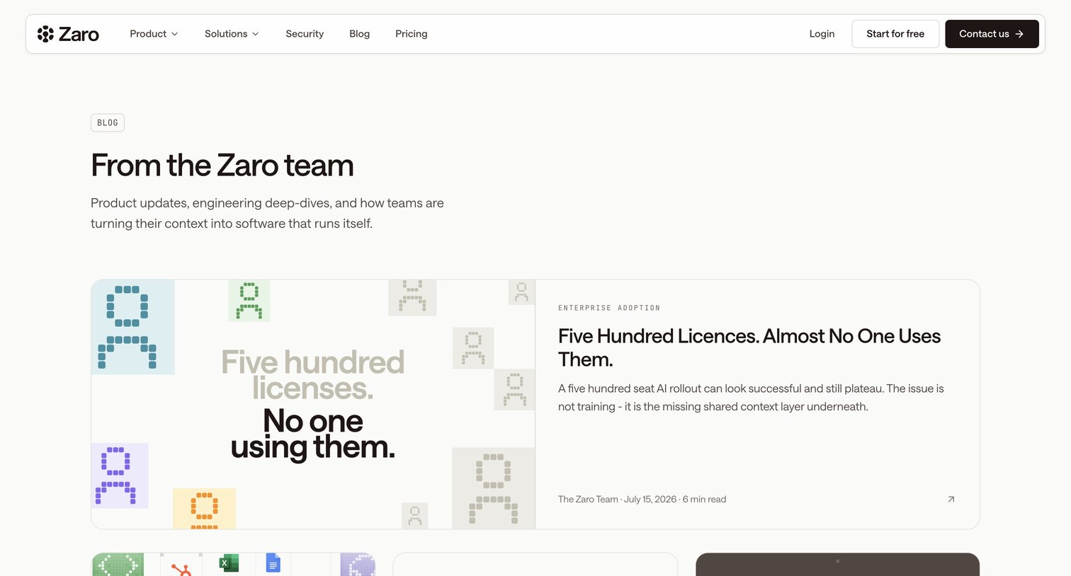 Zaro - Blog - Zaro screen