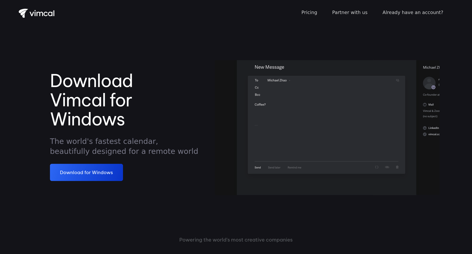 downloads / windows · vimcal.com from Vimcal