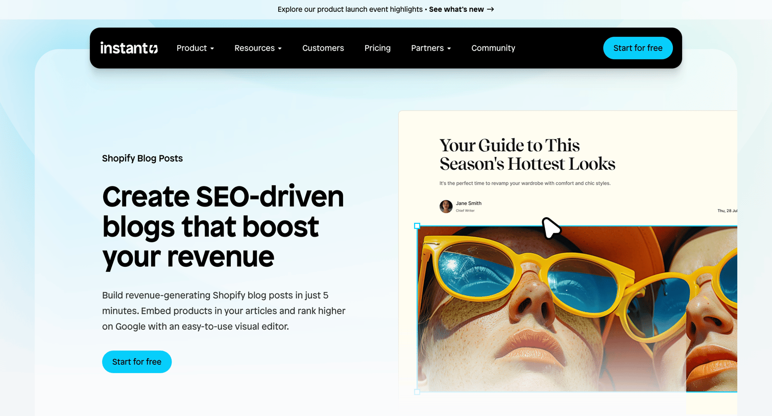 Instant - Shopify Blog Posts | Instant screen