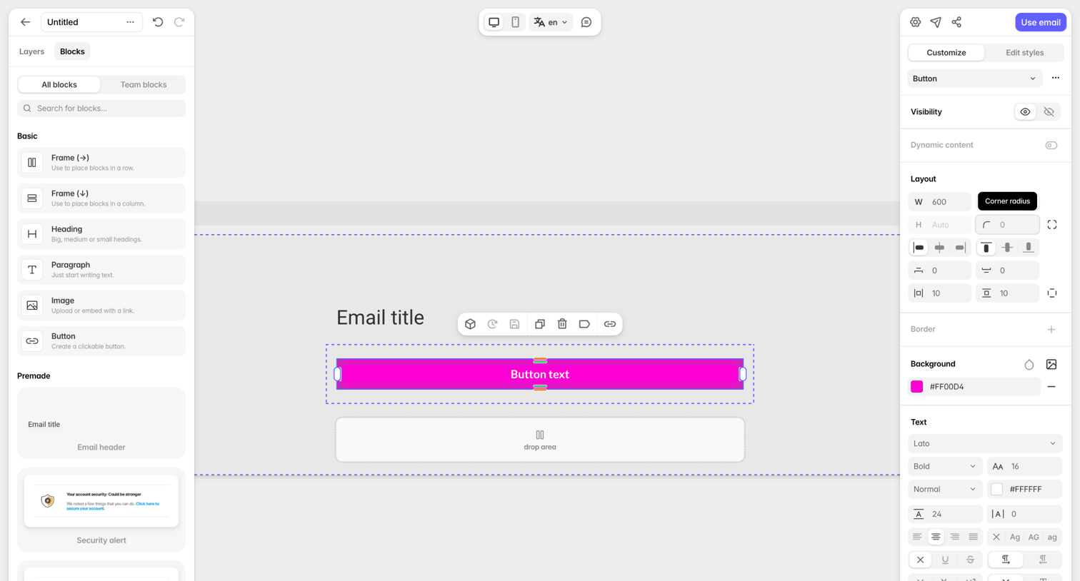 Tabular - Editor — Tabular screen