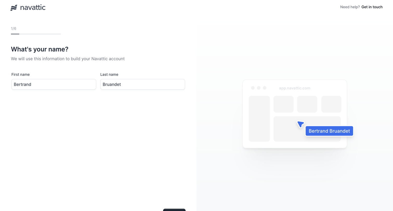 Navattic - Onboarding screen