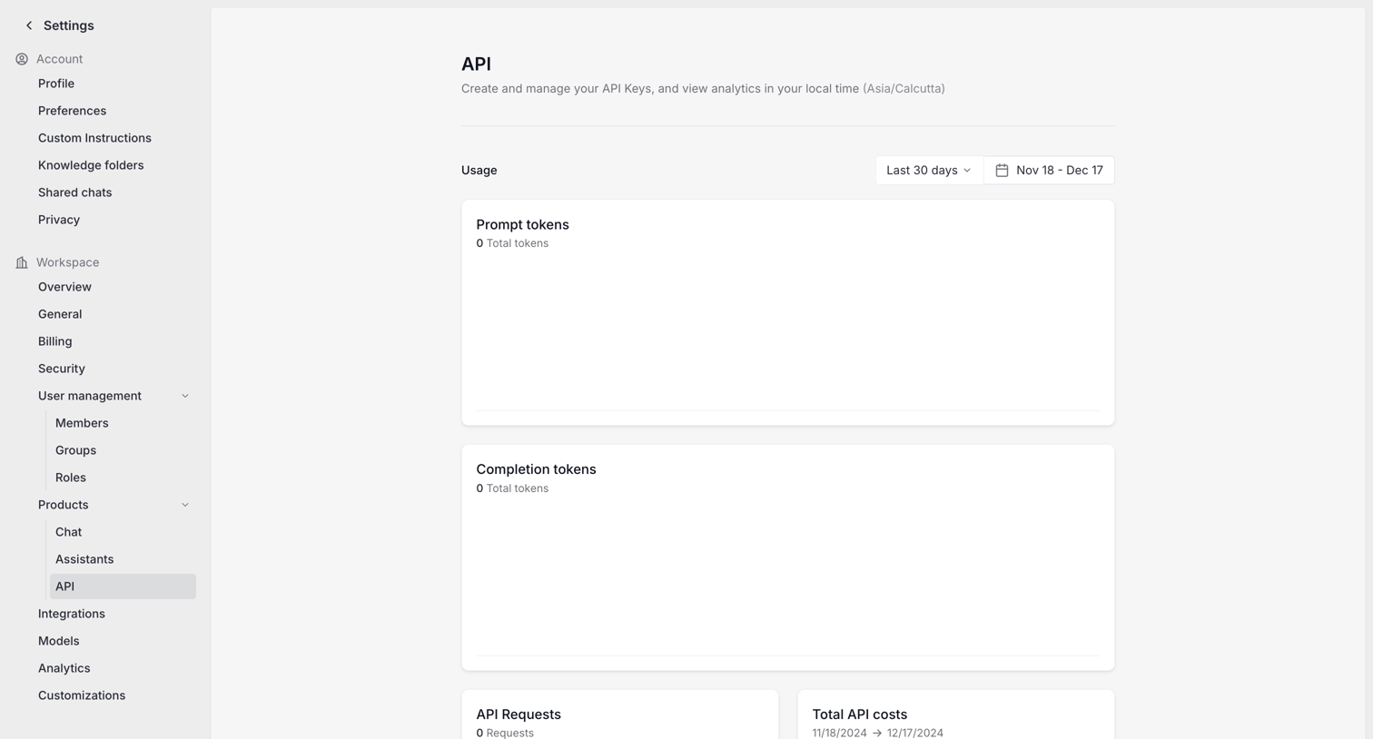 Langdock - Settings screen