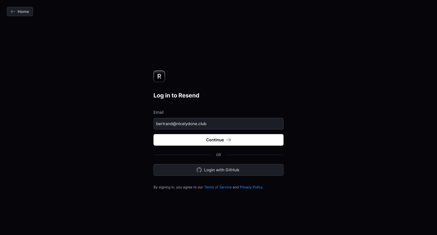 Resend - Login · Resend screen