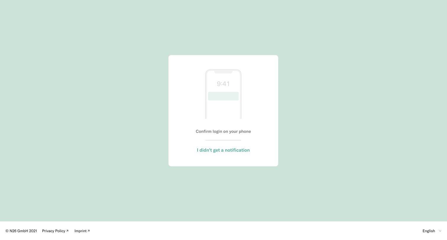 N26 - Login — N26 screen