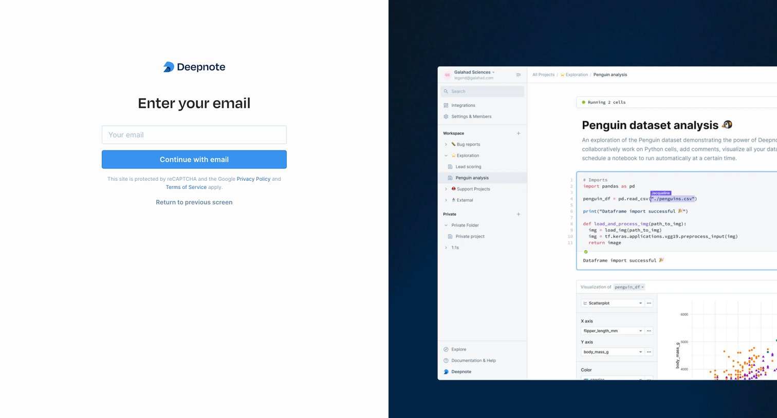 Deepnote - Sign in screen