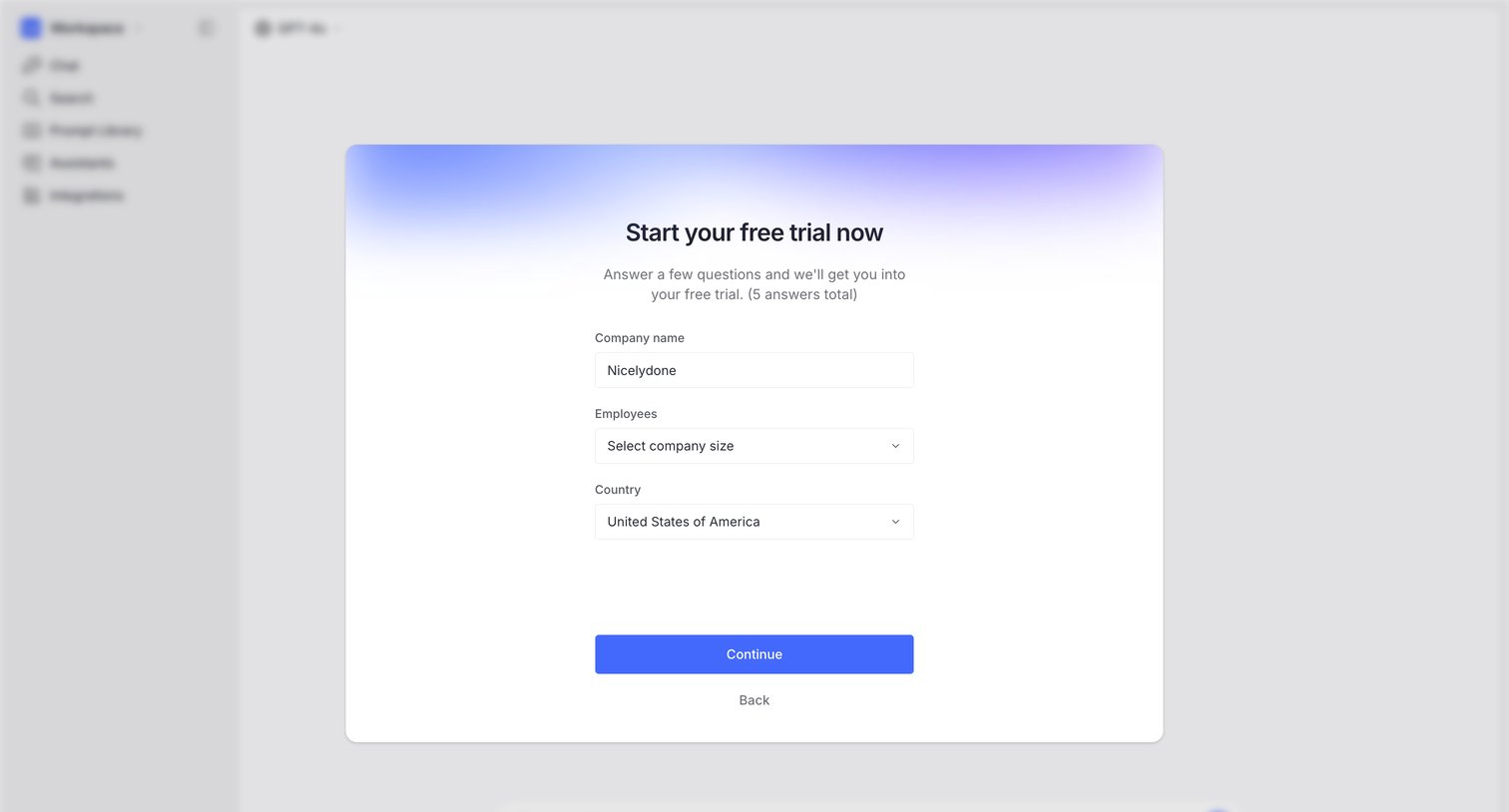Langdock - Create a new workspace screen
