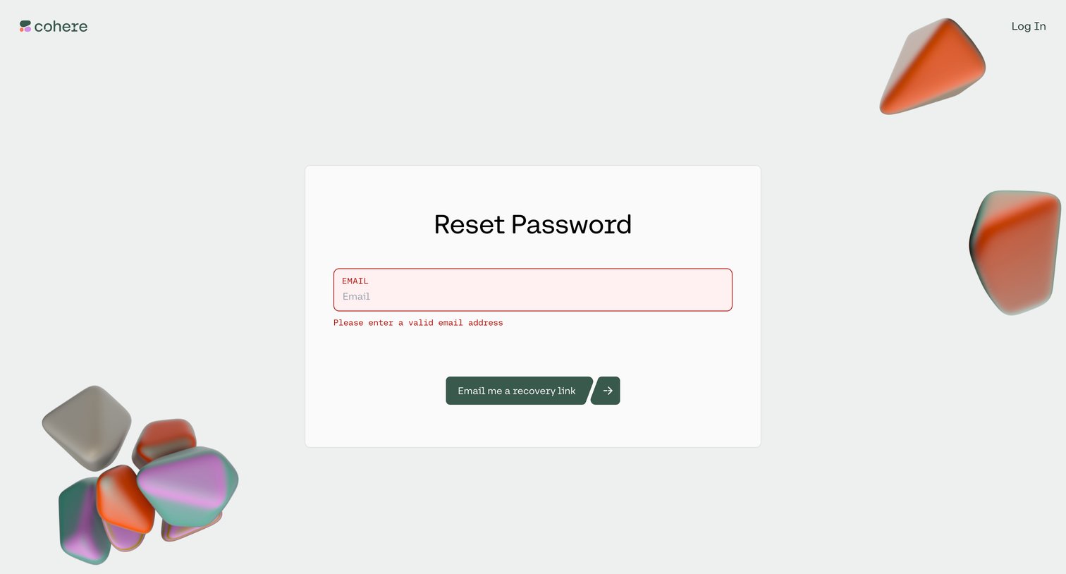 Cohere - Reset Password | Cohere screen