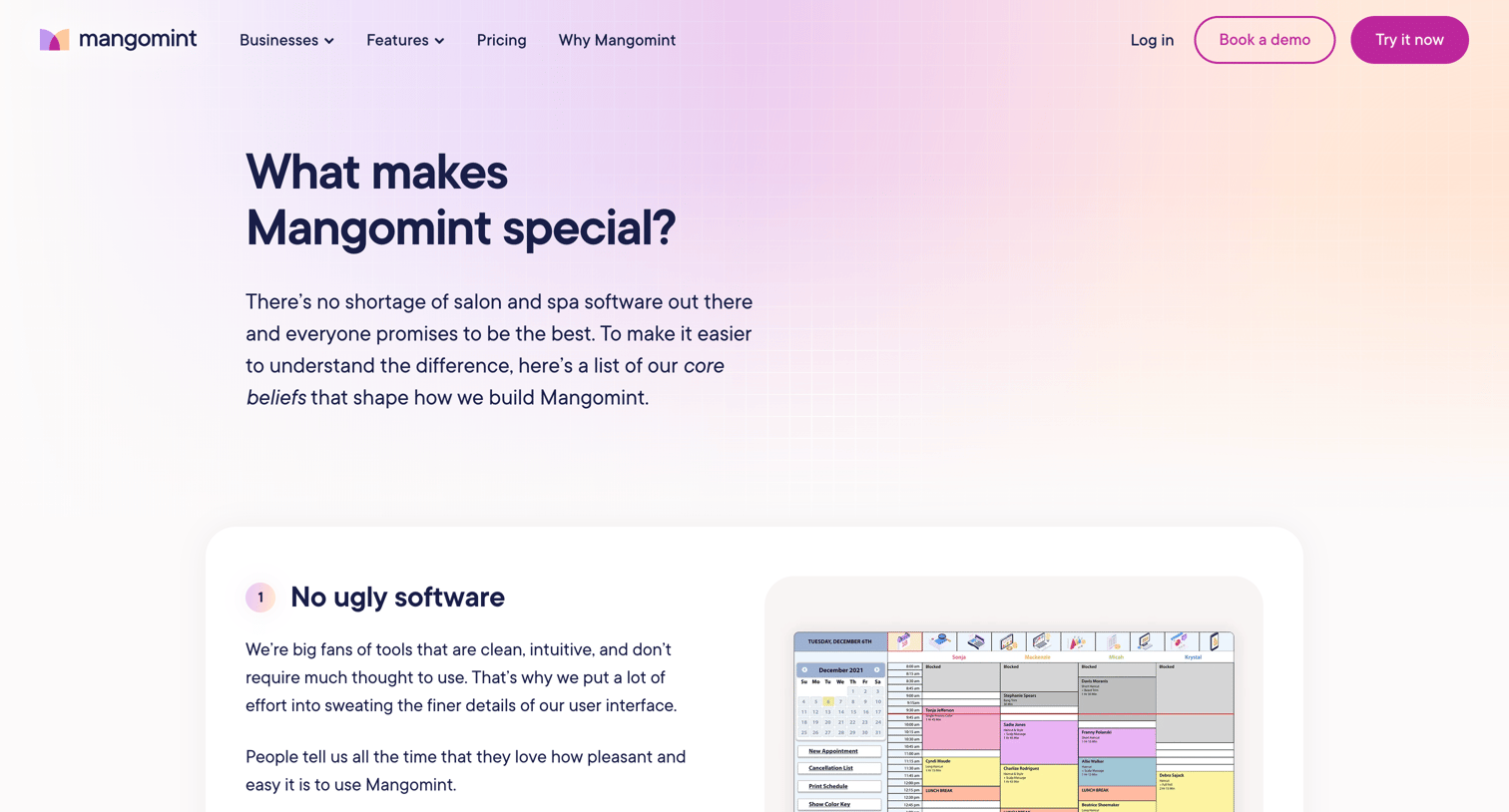 Mangomint - Why Were Different | Mangomint Salon and Spa Software screen