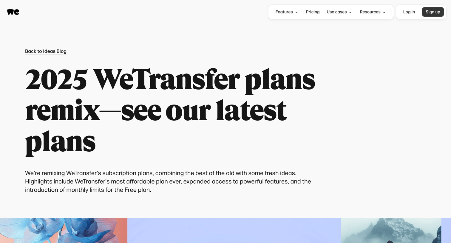 WeTransfer - 2025 WeTransfer plans remix—see our latest plans screen