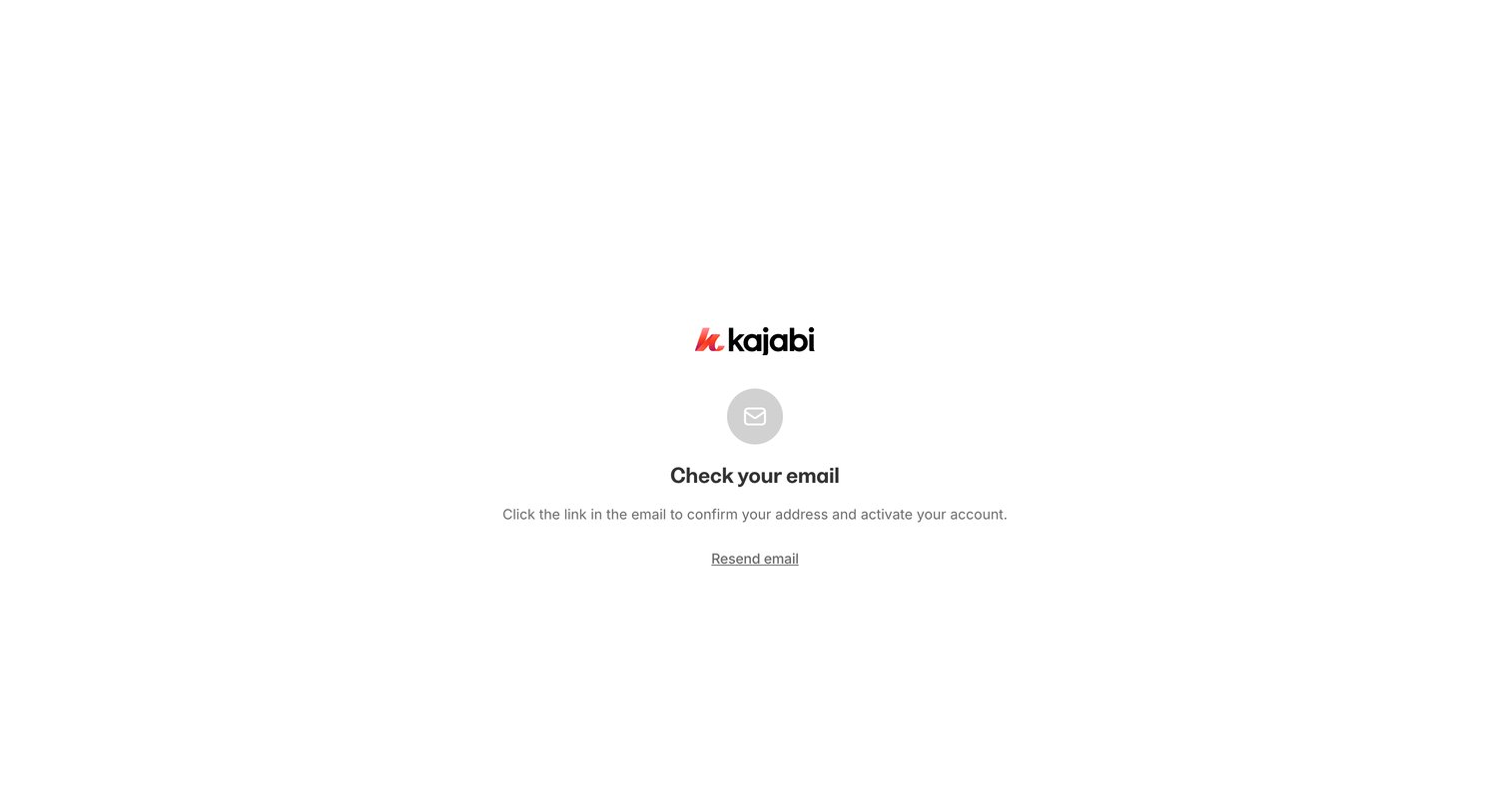 Kajabi - Email Verification - Kajabi screen