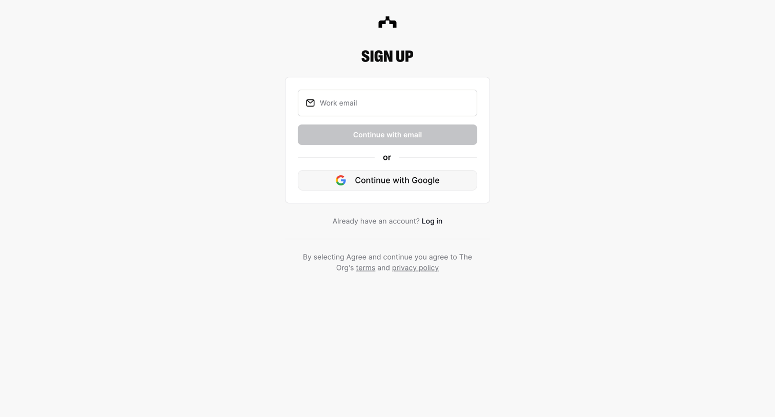 Sign up | The Org from The org