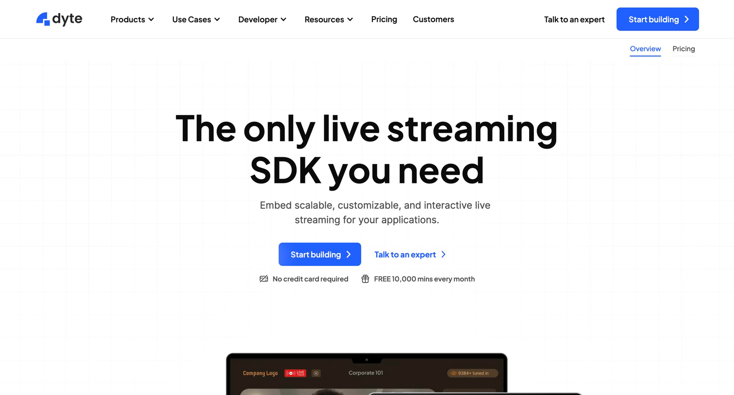 Dyte - Live streaming SDK for building highly scalable live streams screen