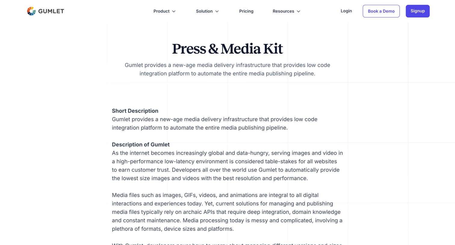Gumlet - Press Kit screen