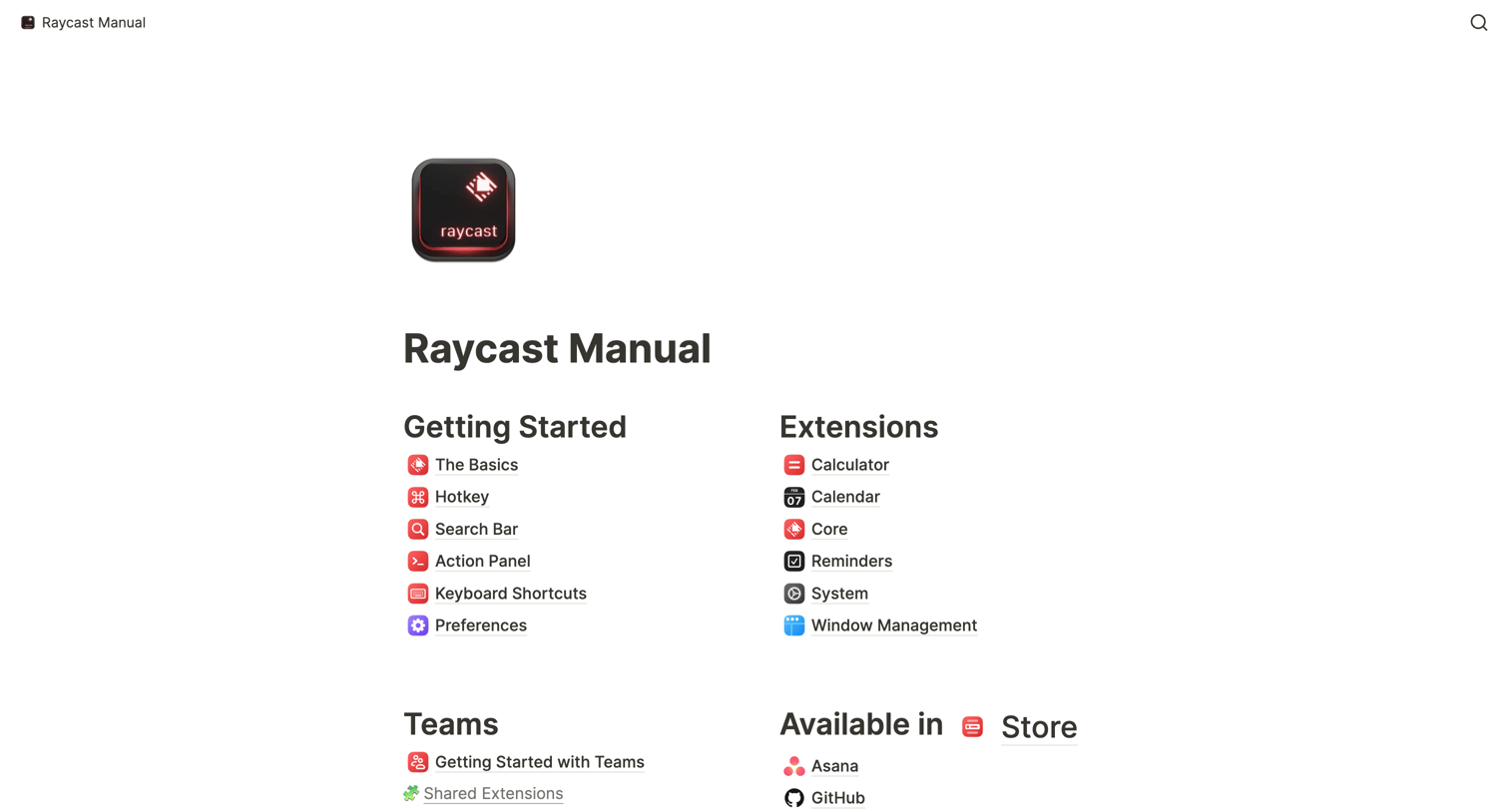 Raycast Manual from Raycast