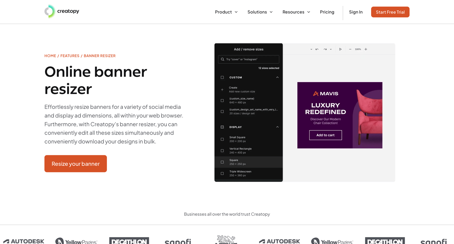 Creatopy - Online Banner Resizer - Easily Resize Your Banners - Creatopy screen