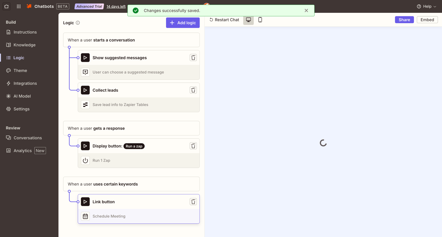Zapier - Chatbots - Nicelydone screen
