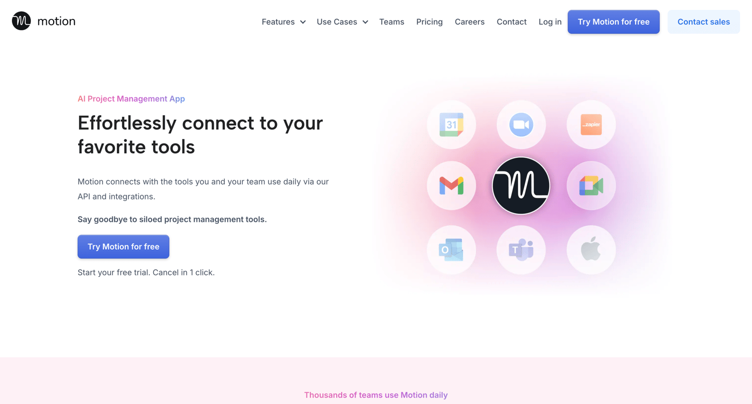 Motion - Integrations with Motion | AI Productivity Manager screen