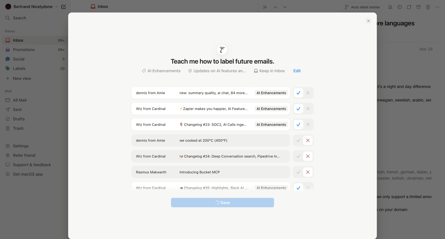 Notion Mail - 99+ • Inbox • nicelydoneproducts@gmail.com • Notion Mail screen