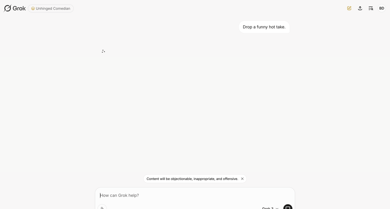 Grok - New conversation - Grok screen