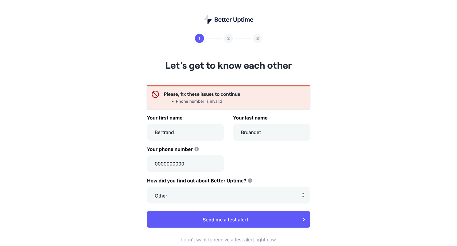 Better Stack - Lets get to know each other | Better Uptime screen