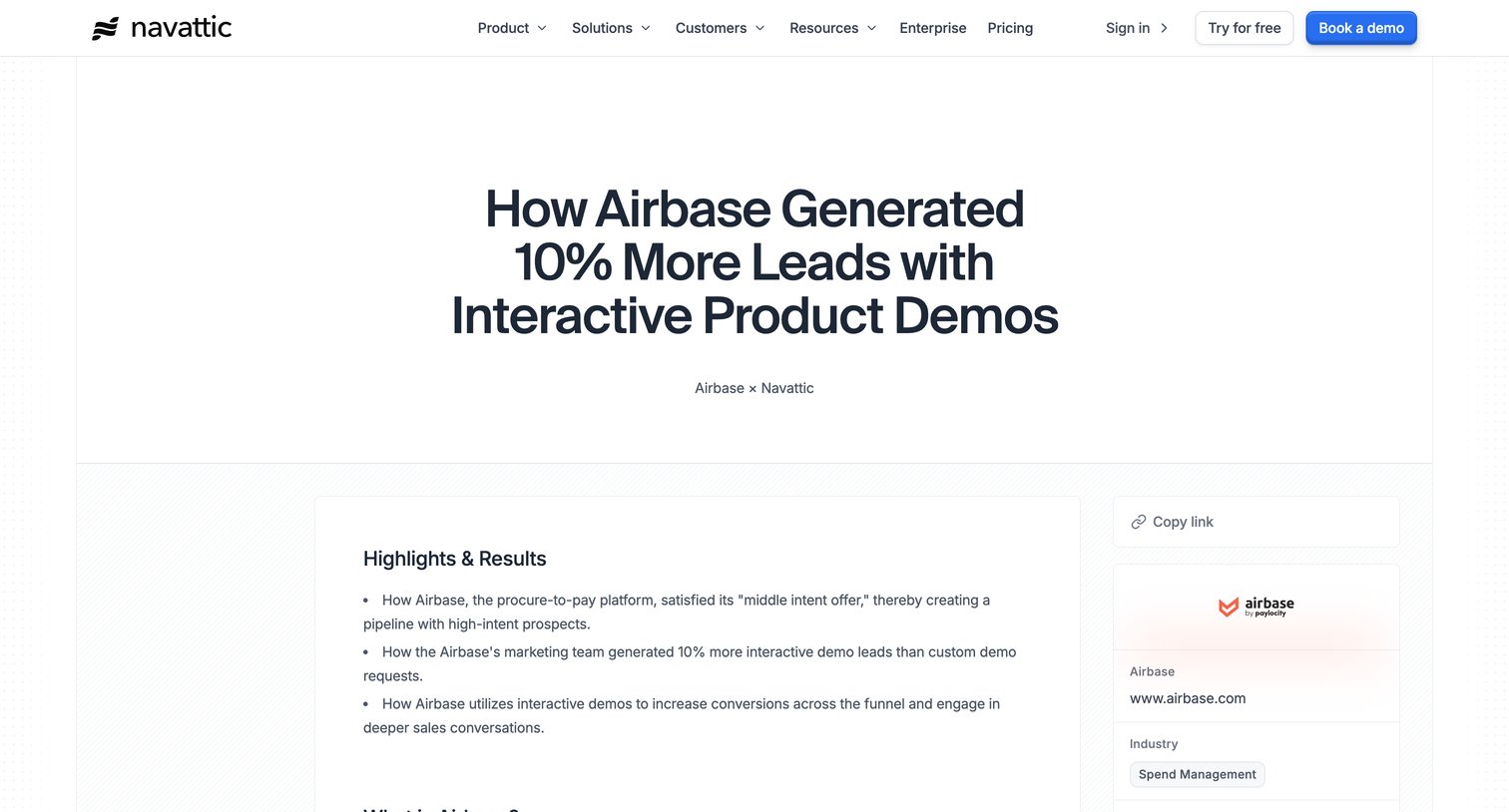 Navattic - How Airbase Generated 10 More Leads with Interactive Product Demos screen