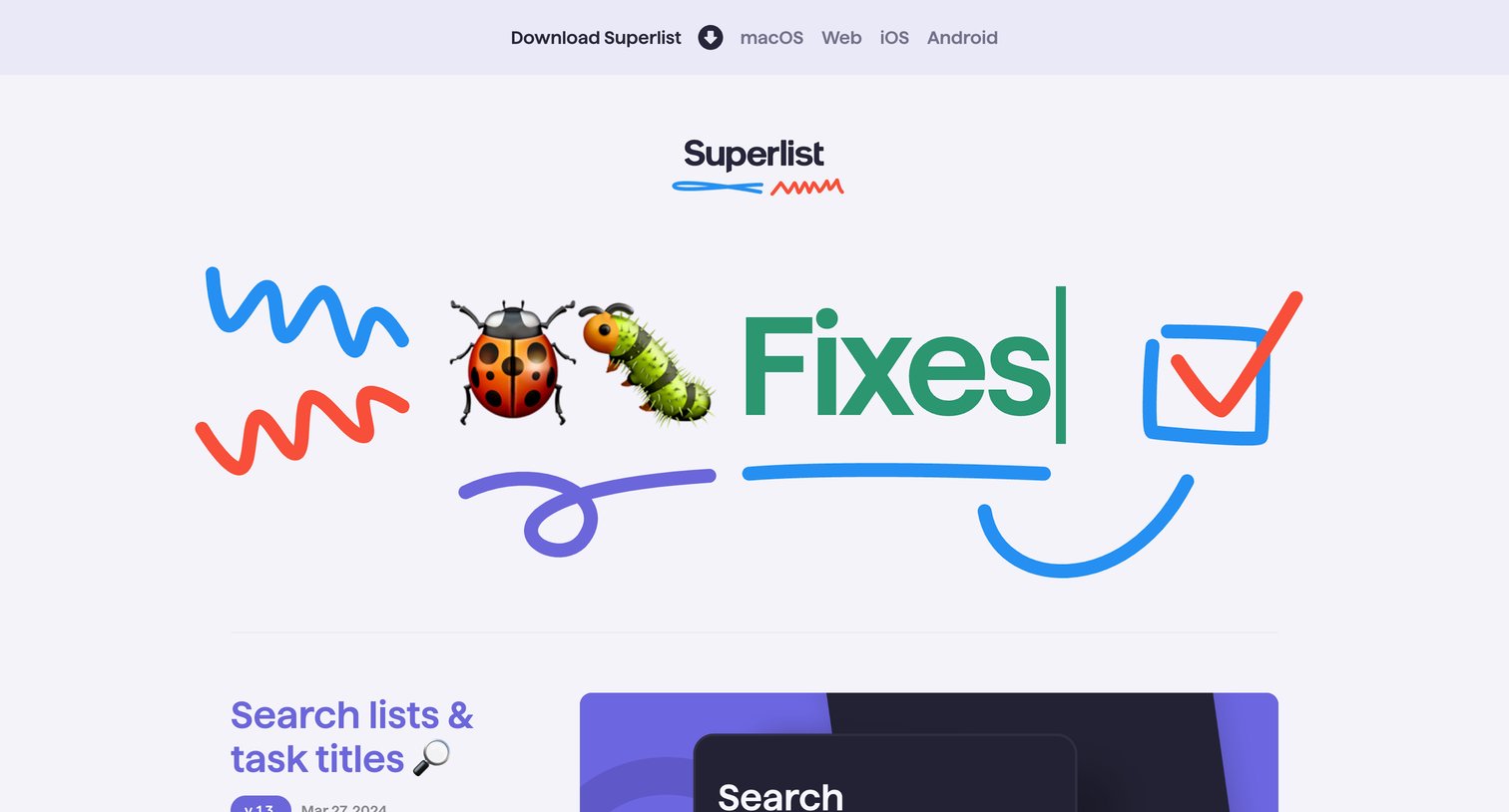 Superlist - Superlist Updates screen