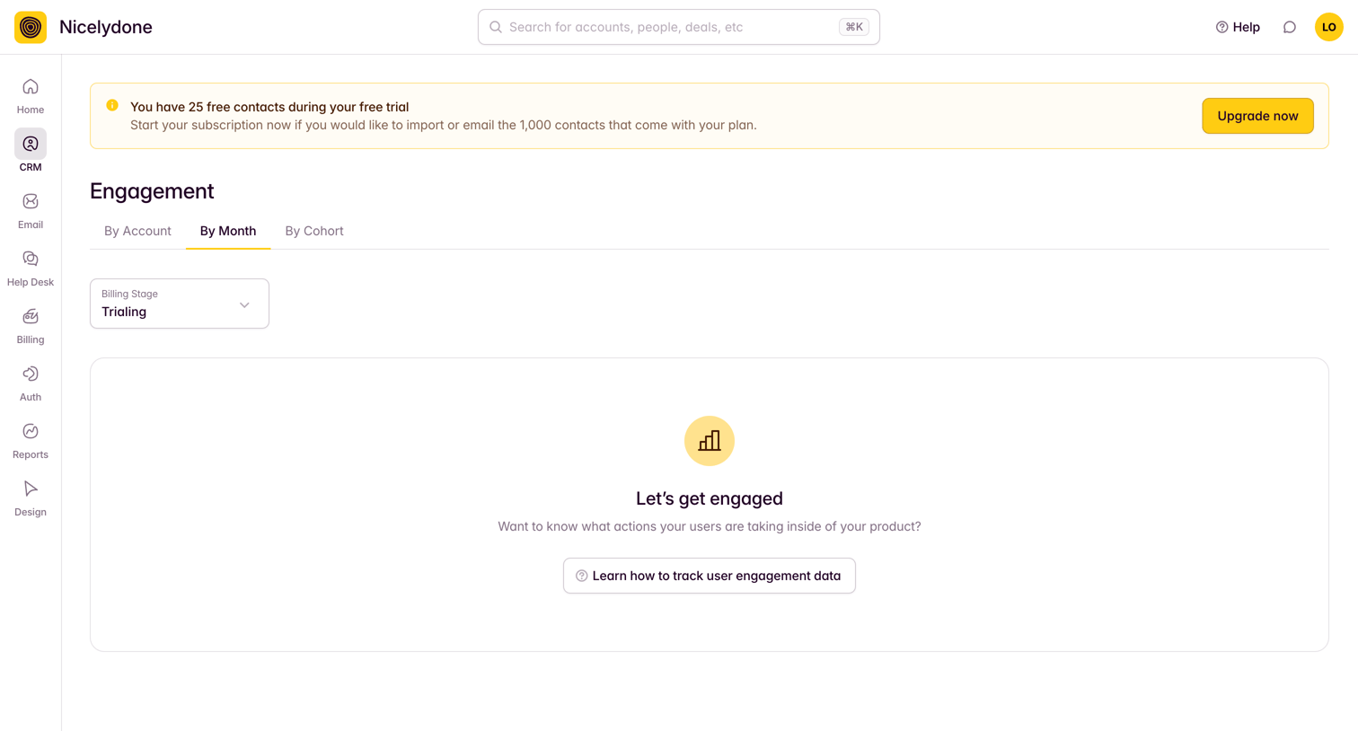 Outseta - Engagement by Month screen
