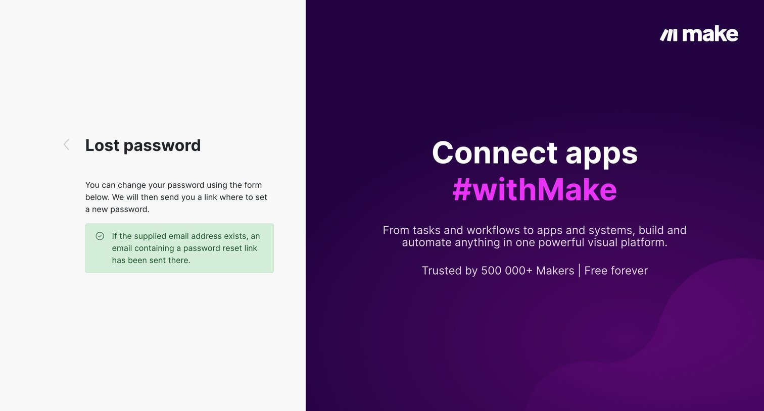Make - Lost password screen