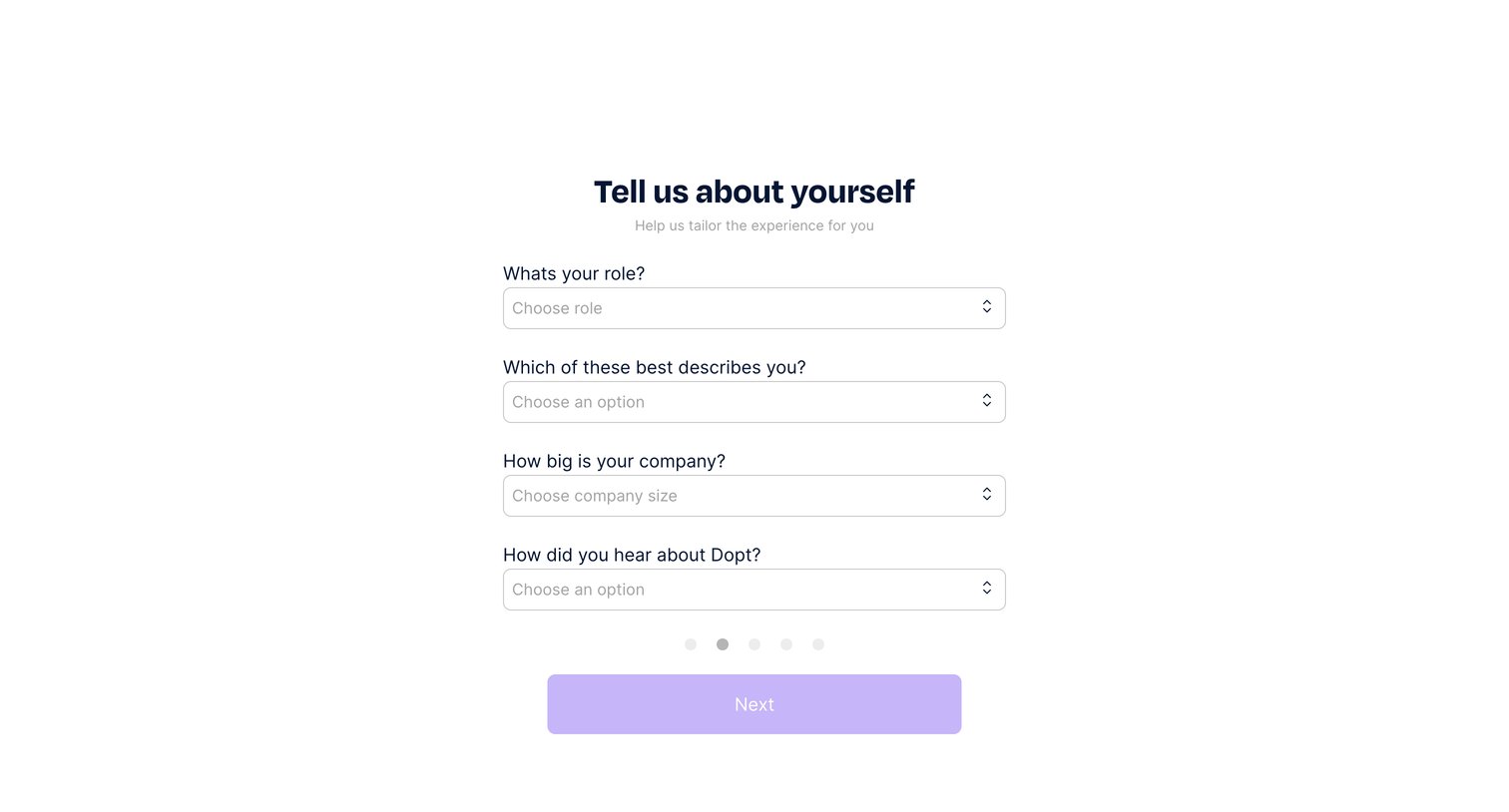 Dopt - Welcome to Dopt screen